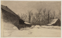 KT 1119
<br/>
Boerderijen in de sneeuw aan een bosrand
<br/>
<em>Bastert, Nicolaas (1854-1939)</em>